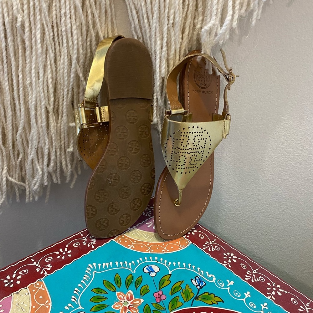 Tory Burch gold sandals